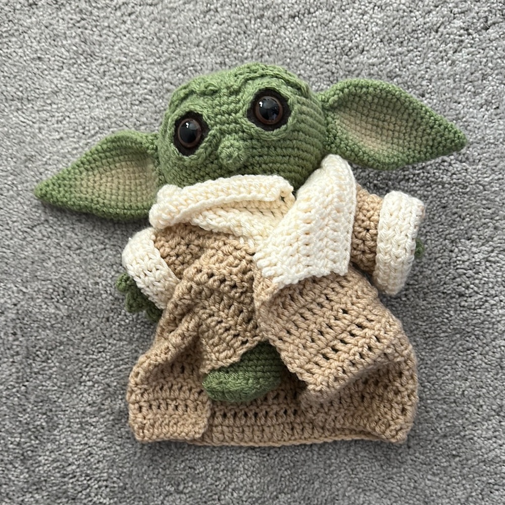 Handmade Green and Tan Crochet Baby Yoda Plush